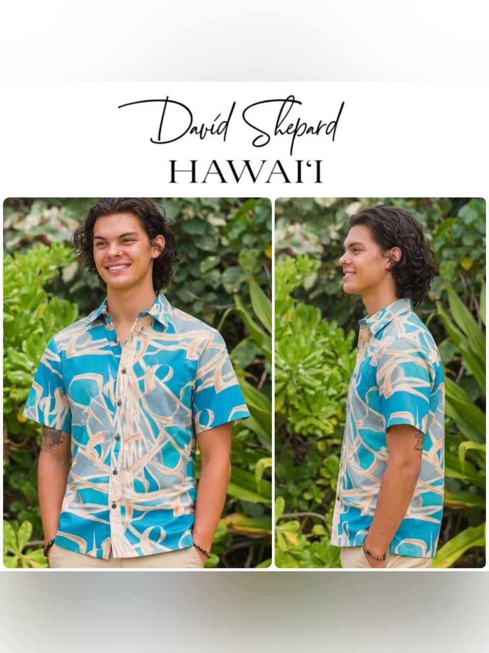 David Shepard • Hawaiian Shirt • Lauhala • Blue • MEDIUM ***